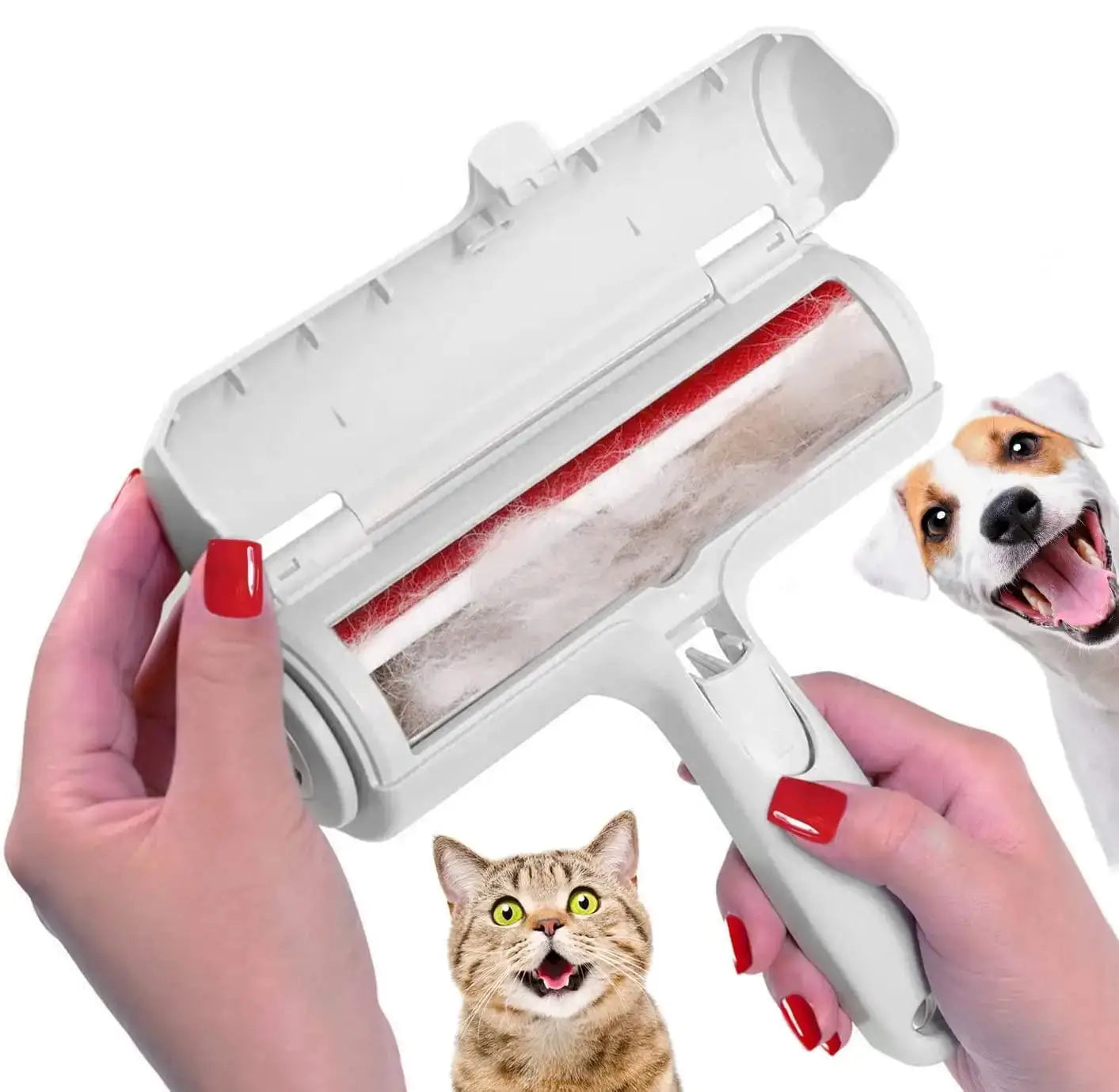 Pet Hair Remover Roller With Self Cleaning Base For Dog And Cat Fur Removal On Furniture