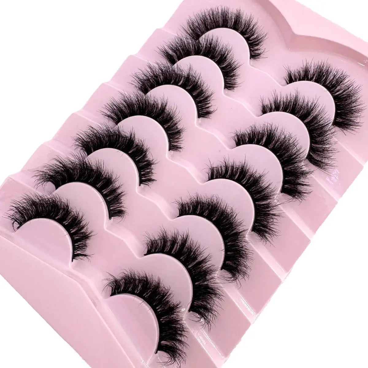 HBZGTLAD 7 Pair Faux Mink Lashes Fluffy Natural Look False Eyelashes Volume Wispy Crossed Thick Fox Eye Cat Eye