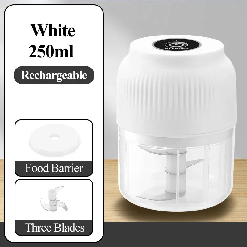 250ml Mini Wireless USB Rechargeable Electric Vegetable Chopper Garlic Crusher for Kitchen Gadgets