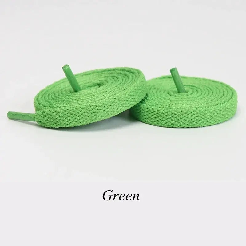 Green flat shoelaces, pair for casual unisex sneakers