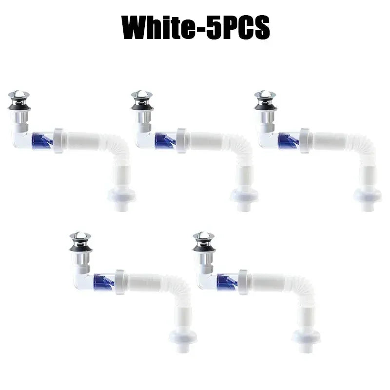 White kitchen sink drain elbow fittings, 5pcs set Simples Market