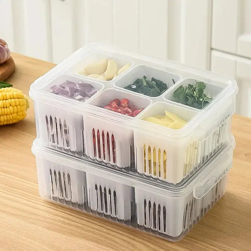 Refrigerator Drain Basket Fresh Keeping Box For Ginger Garlic Onion Pepper Storage And Fruits Vegetables Organizer