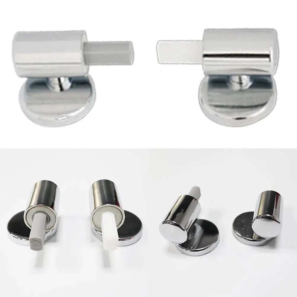 Toilet seat hinge set with soft-close chrome fittings; six-piece repair kit with mounting pegs