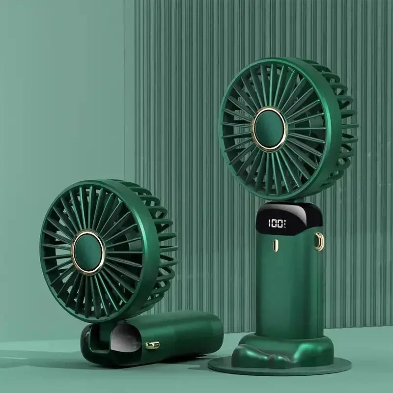 Portable Handheld Rechargeable Fan With LED Digital Display 90 Degree Adjustable 5 Speed Aromatherapy Mini