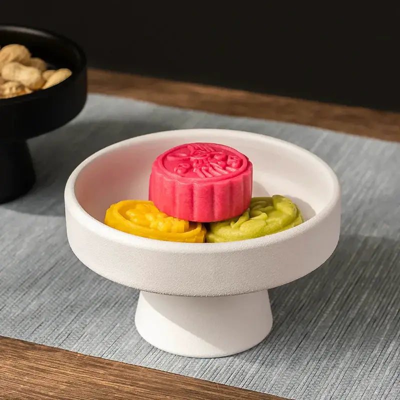 Chinese Style High Footed Ceramic Fruit Tray For Living Room Decor
