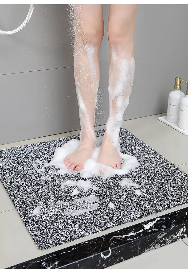 Non-slip Hollow Bath Mat by Simples Market, grey quick-drying foot-massage shower mat for bathroom