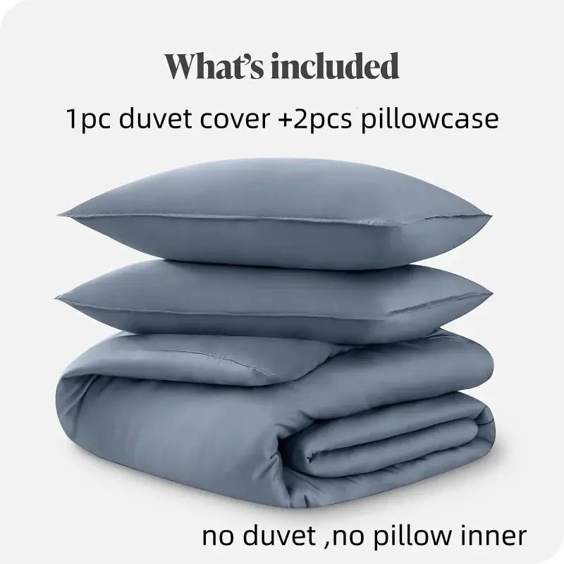 Simples Market 3pc Lyocell bamboo duvet cover set in blue-gray with 1 duvet cover and 2 pillowcases