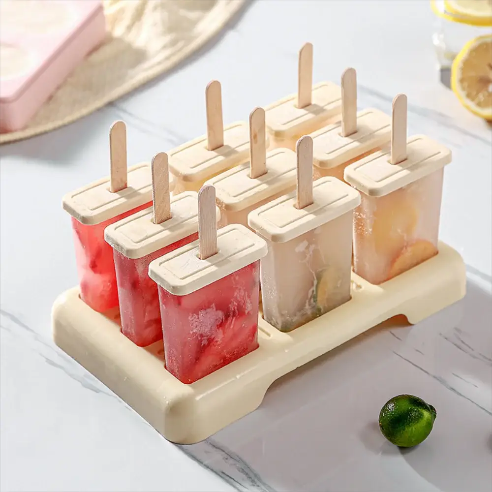 DIY Ice Cream Popsicle Mold Kit With Plastic Sticks Lolly Tray For Homemade Frozen Treats Kitchen Gadgets