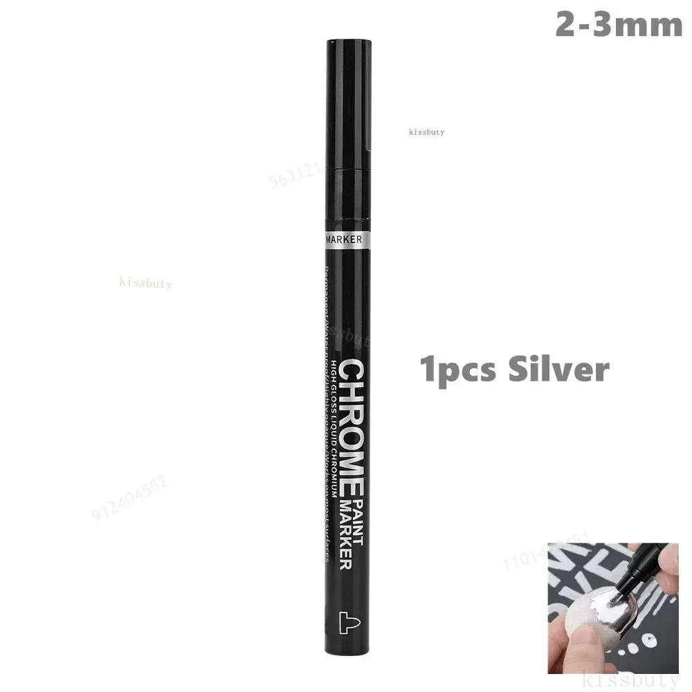 Chrome silver paint marker pen with 2mm tip, 1pc for chrome/mirror markings and car styling