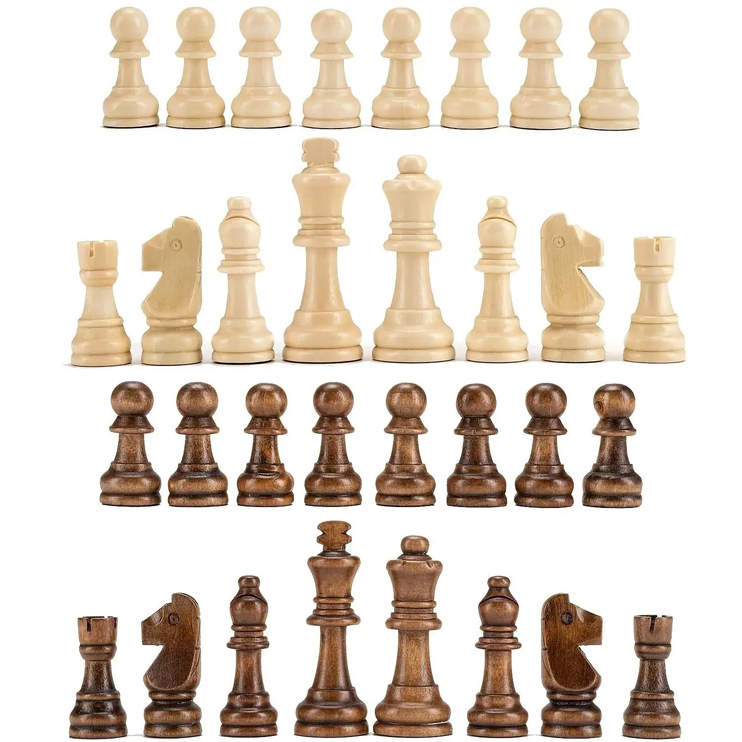 32 Pieces Wooden Chess Set Staunton Style Tournament Chessmen 8cm King Height No Board