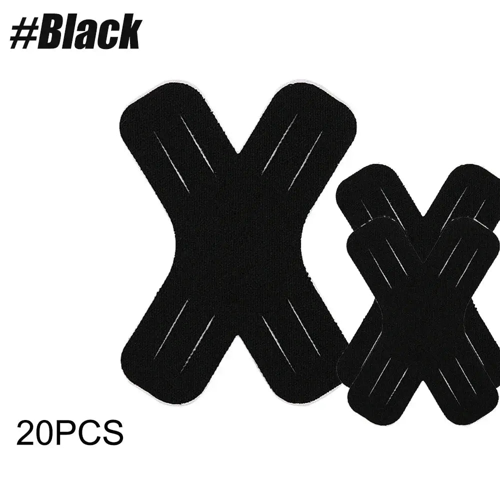 Simples Market black X-shaped kinesiology tape precuts, 20 pieces for pain relief and joint support