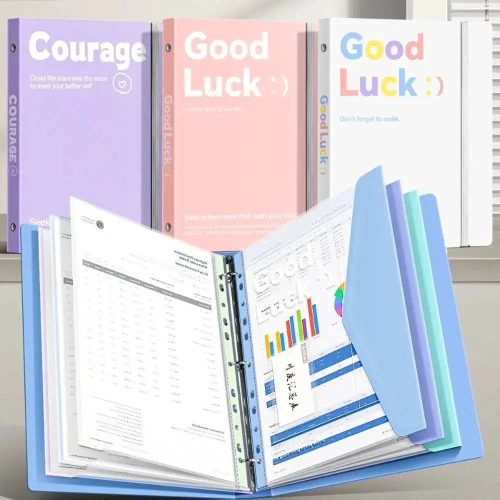 Simples Market INS Style A4 loose-leaf file folders with transparent detachable data book in pastel blue, pink and purple