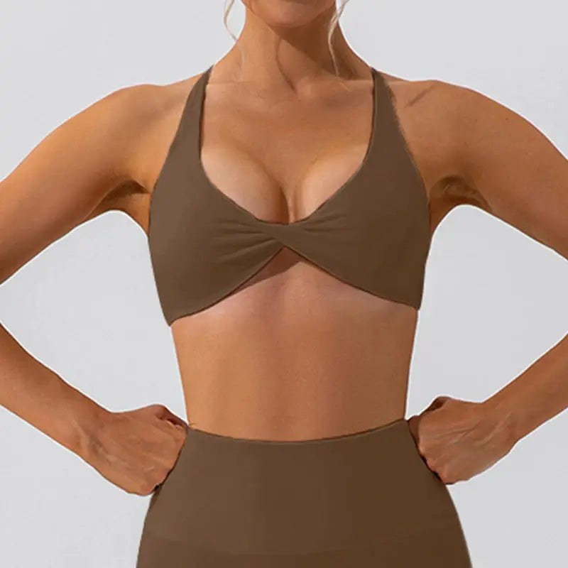 VivaSport Womens Breathable Quick Dry Nylon Spandex Sports Bra For Yoga Running Back Cross Support All Day Comfort