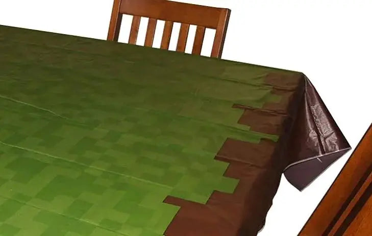 Pixel Miner Style Grass Tablecloth For Gaming Birthday Party Decor Mining Craft Theme Pixel Miner Party Supplies