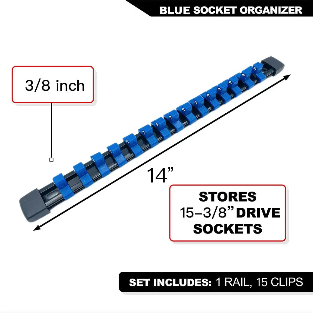 Durable Plastic Socket Organizer Rail Bracket For Quarter Inch Three Eighths And Half Inch Wrenches