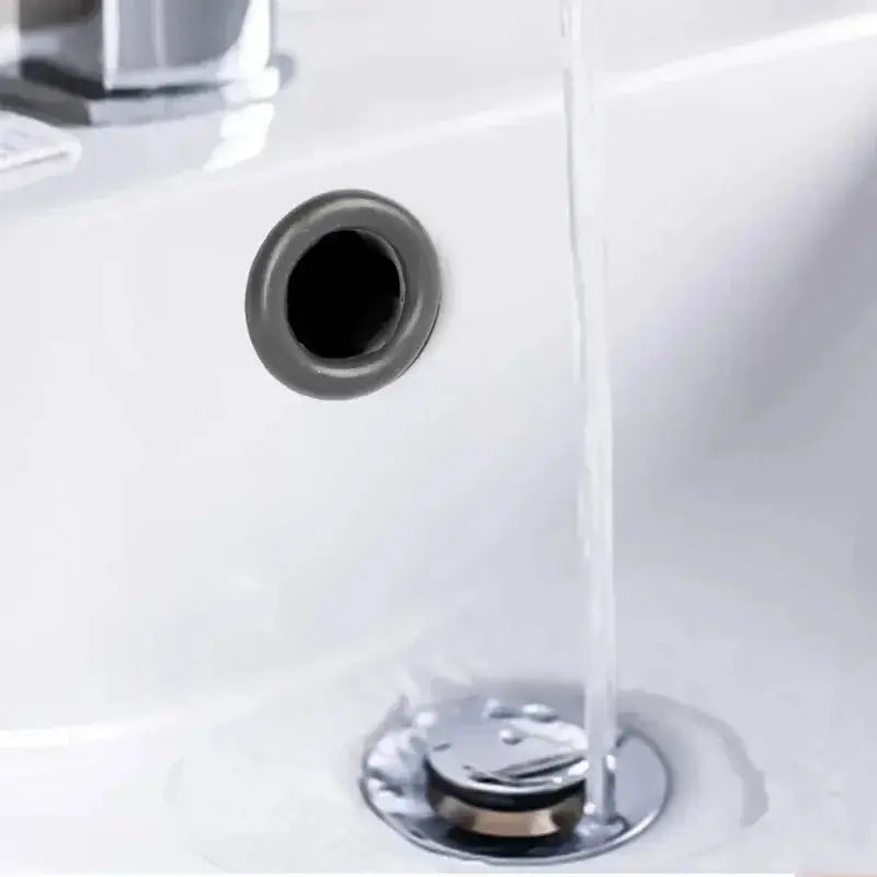 HomeX Round Sink Hole Overflow Cover Durable Plastic Silver Plated Drain Cap For Kitchen And Bathroom