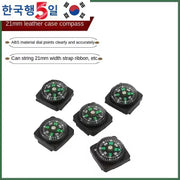 Simples Market small outdoor compass set of five, black plastic cases with green compass dials