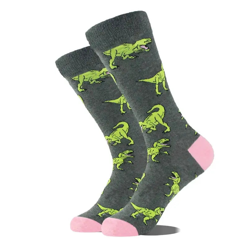 Cotton Happy Funny Socks For Men Women Unisex Crew Socks Alien Planet Shark Dinosaur Novelty Design