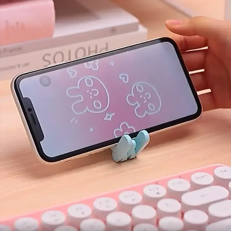 Mini LED night light folding desk lamp with cartoon dog/deer shape and blue phone-stand clip.