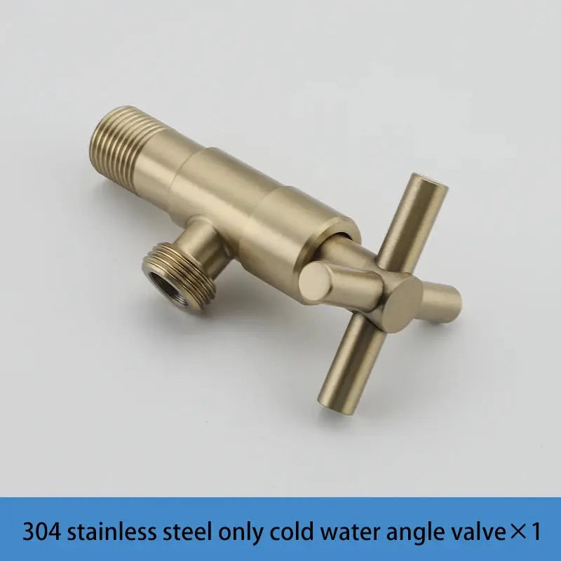 304 stainless steel cold-water angle valve for bidet faucet with gold-tone finish