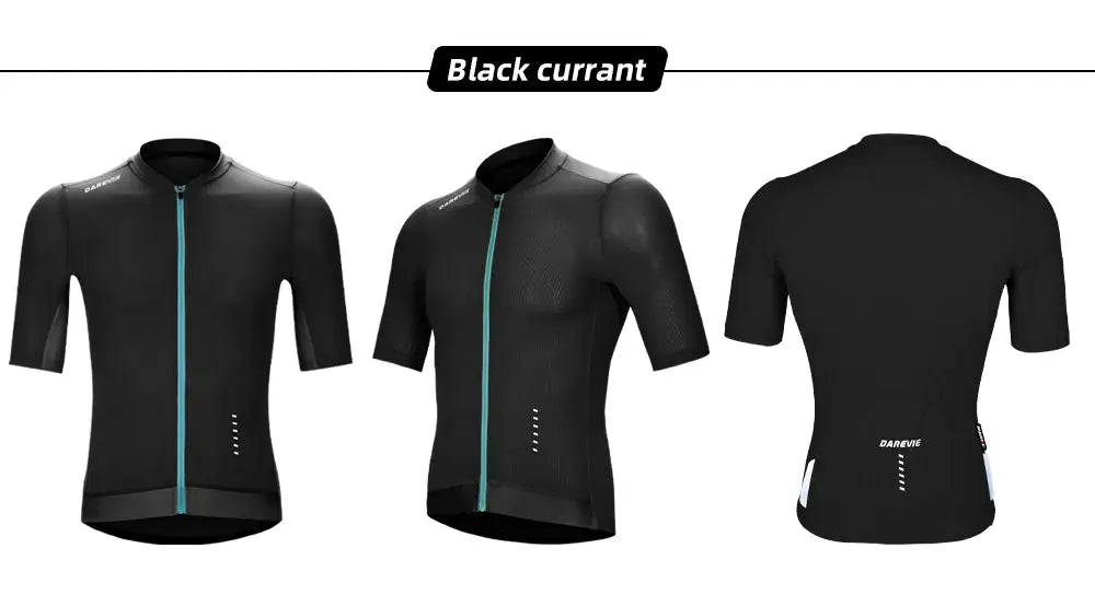 Darevie men's black short-sleeve cycling jersey with teal full-zip, breathable quick-dry fabric, Simples Market