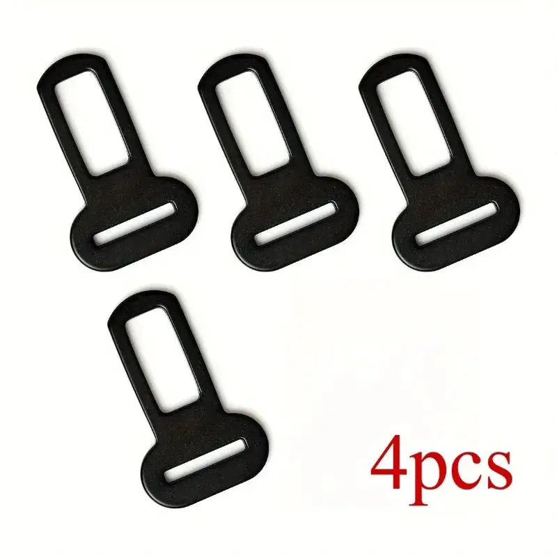 Pet seat belt adapters by Simples Market; black metal car clips for pet leashes, 4pcs