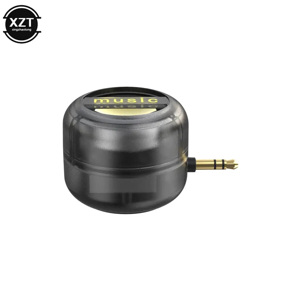 Simples Market portable mini black speaker with 3.5mm inline jack, XZT logo visible