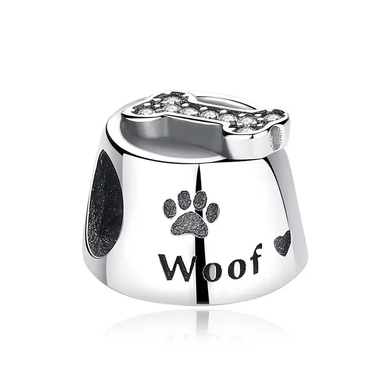 925 Sterling Silver Paw Print Charm Beads for Dogs and Cats Jewelry Pendant Fit for Bracelets Necklaces DIY Projects