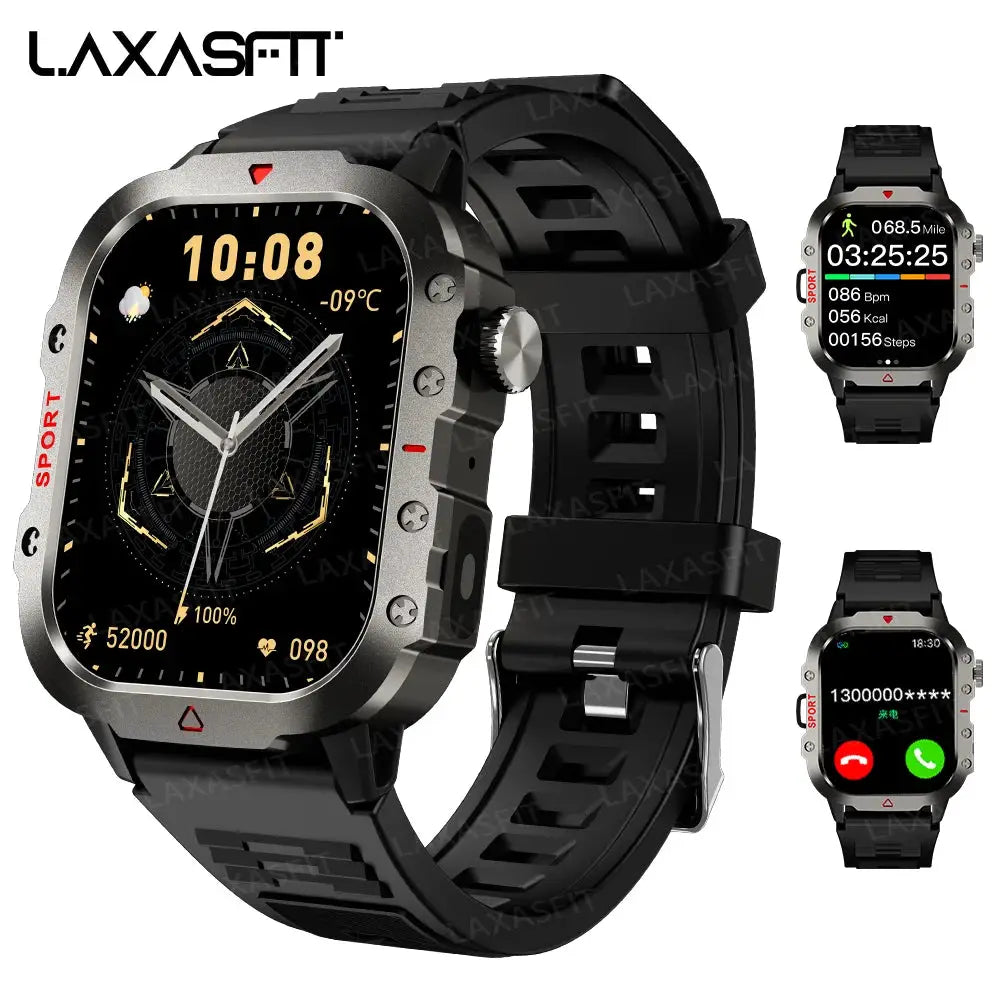 LAXASFIT Men Sports Smart Watch With 1.71 Inch HD Touch Screen Blood Oxygen Bluetooth Calling And Multi Sport Modes