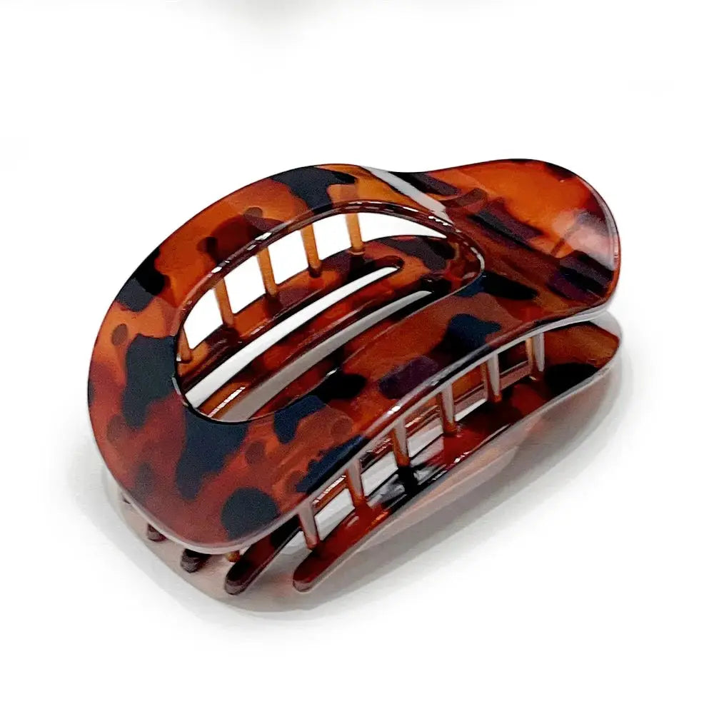 LuxeHair Oval Leopard Hair Claw Clip Curved Matte Acrylic For Secure All Day Hair Styling
