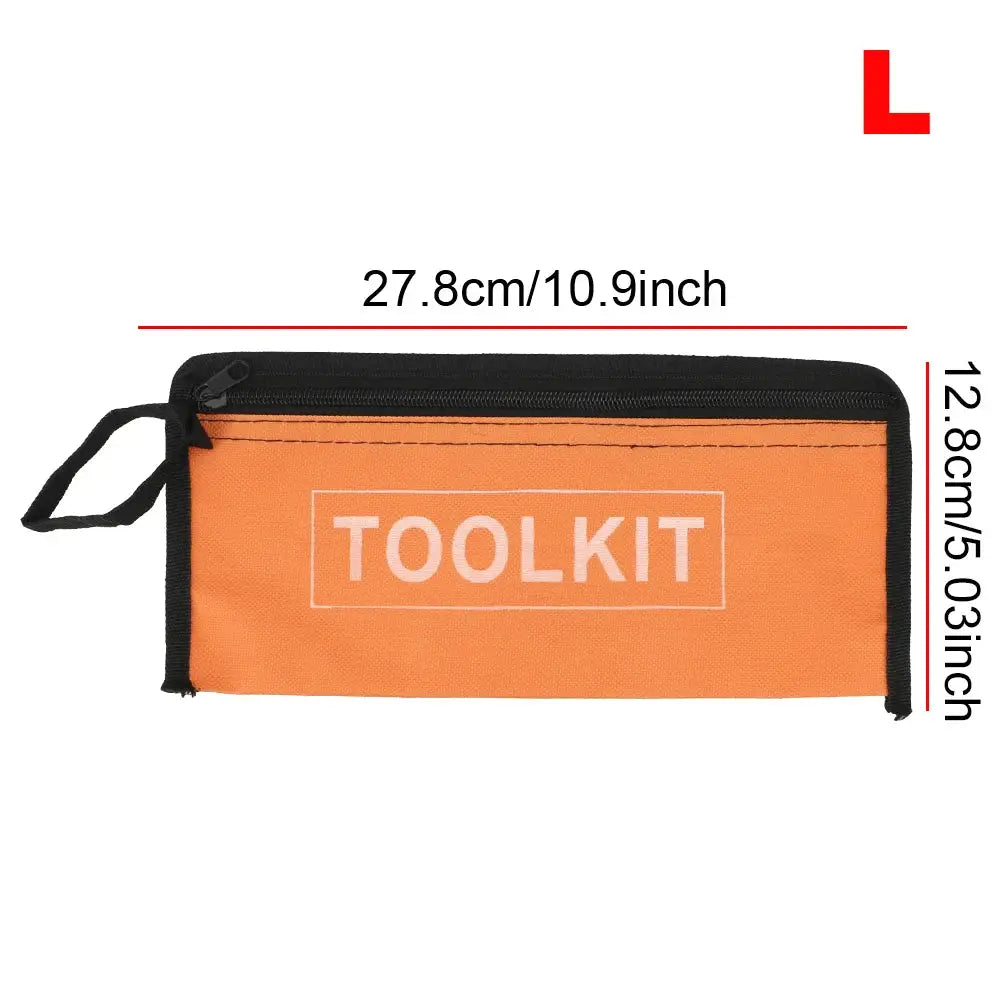 Simples Market toolkit bag in orange canvas with black waterproof zipper, portable tool organizer