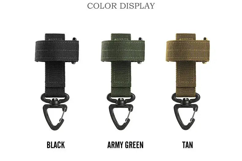 Simples Market nylon hook clips with carabiner, 3-pack in black, army green, and tan