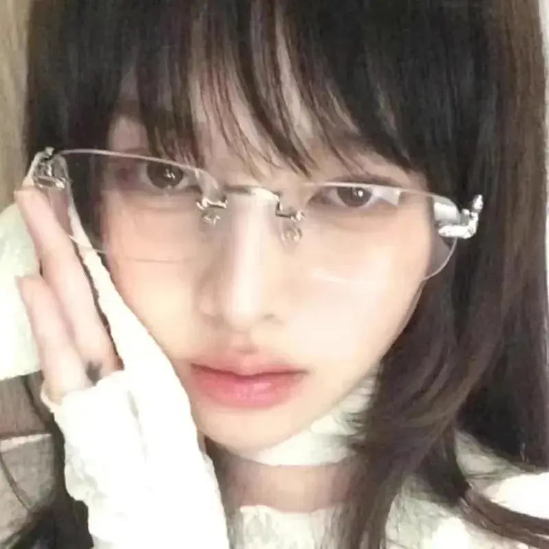 LumiView Square Rimless Anti Blue Light Glasses For Men And Women Reducing Eye Strain From Digital Screens