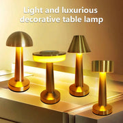 Brass LED table lamps set of 4 with metal touch controls and warm desktop glow.