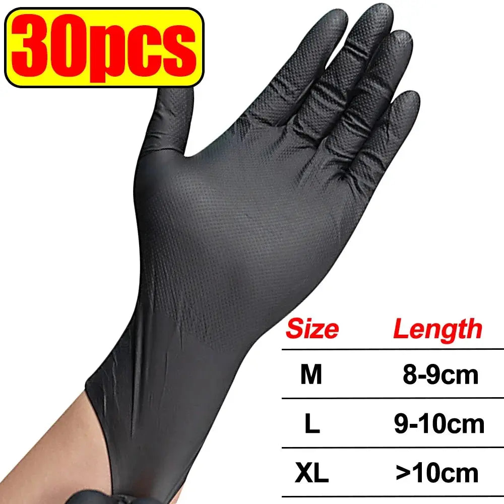 Simples Market heavy duty nitrile gloves, 30pcs, black, textured grip, 8mil disposable work gloves