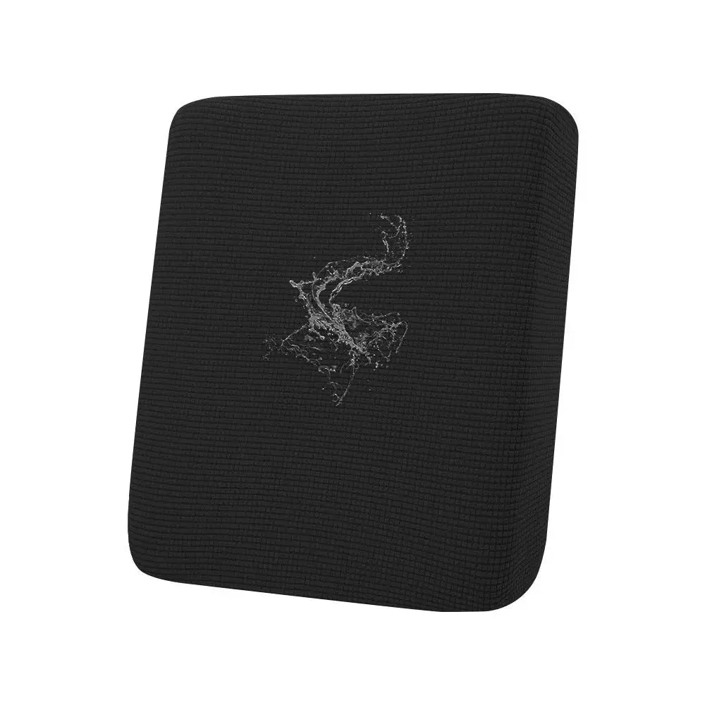 Waffle jacquard patio sofa seat cushion slipcover, black, waterproof polar fleece with elastic edge for outdoor use