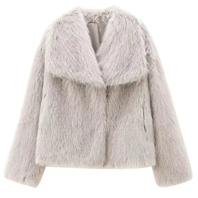 HXAO Womens Plush Burgundy Bomber Jacket Fur Coat For Warm Winter Comfort And Style