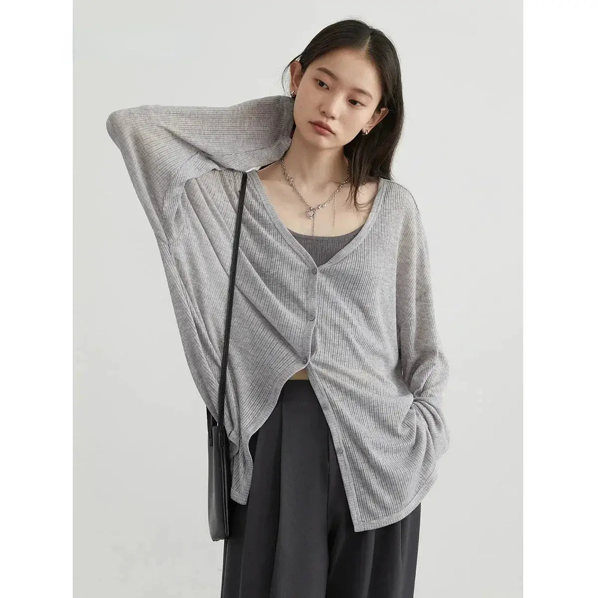 SunSafe Women's Lightweight V Neck Long Sleeve Cardigan Top Sun Protective Versatile Spring To Autumn Outfit
