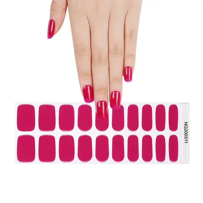 NailLux Semi Cured Nail Wraps For 16 To 20 Tips Easy Full Cover Adhesive Press On Nails Gel Finish UV LED Compatible
