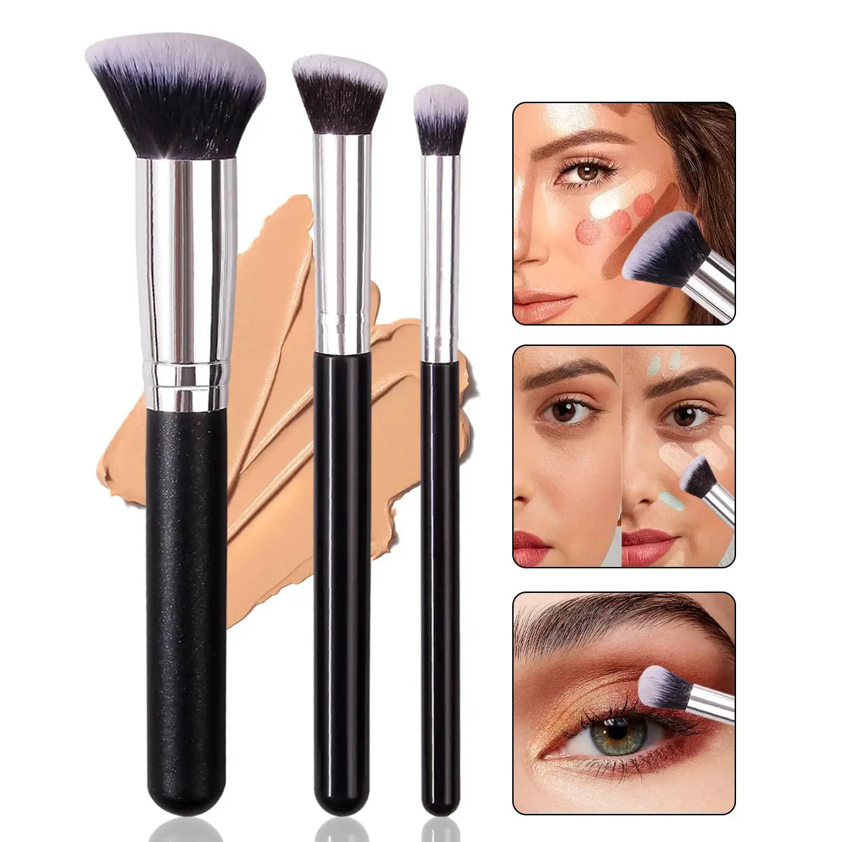 LuxeBlend Foundation And Concealer Brush Set Soft Wool For Flawless Dense Coverage And Precise Under Eye Blending