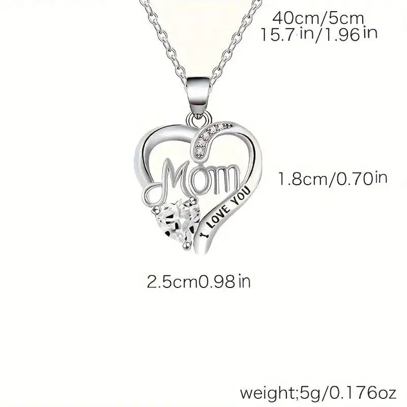 Heart Shaped Pendant Necklace Hollow Design Rhinestone Zinc Alloy for Women Gift for Best Friends Mothers Day Party Wear
