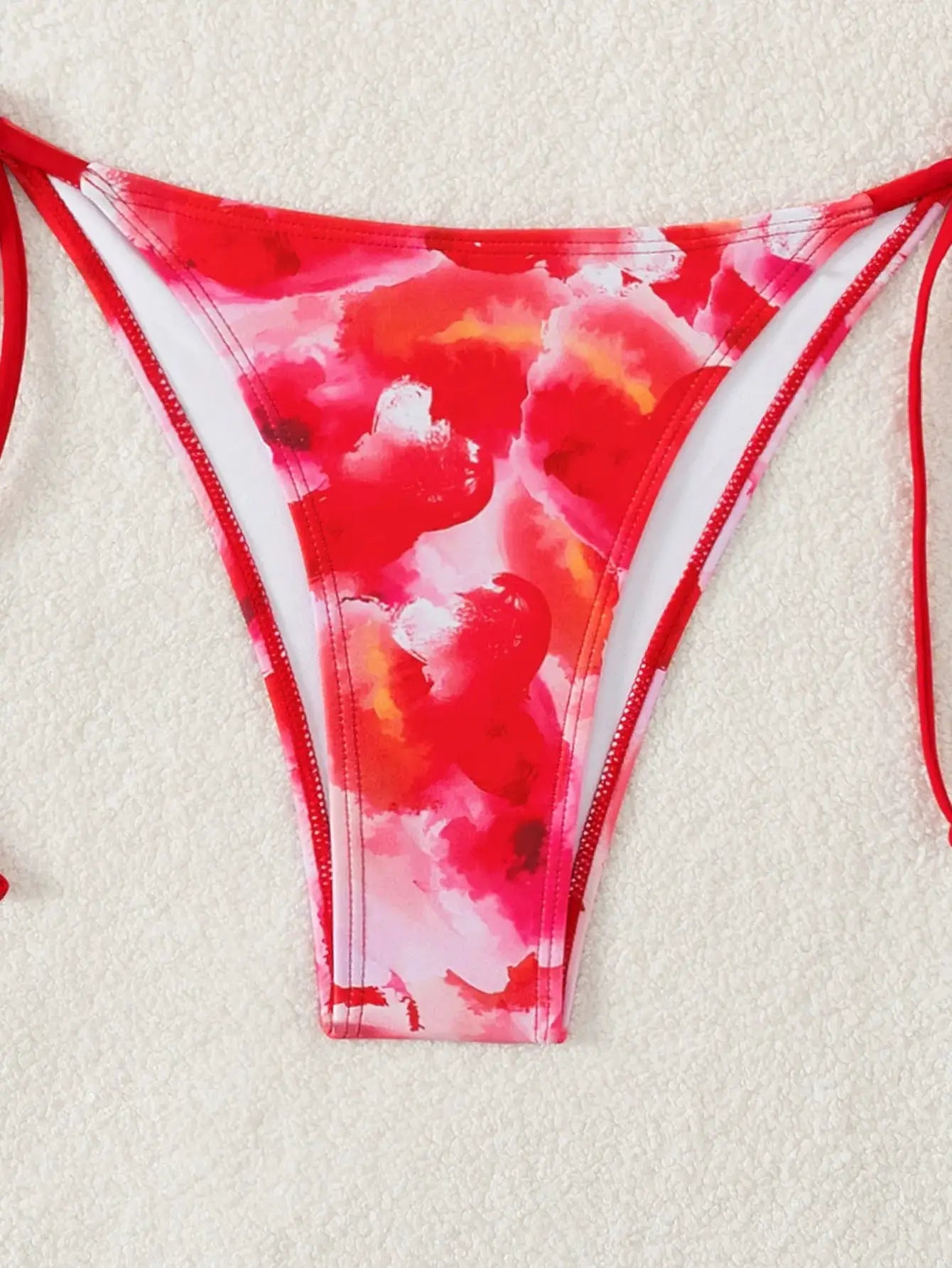 Simples Market floral print bikini bottom in red-pink, Brazilian cut