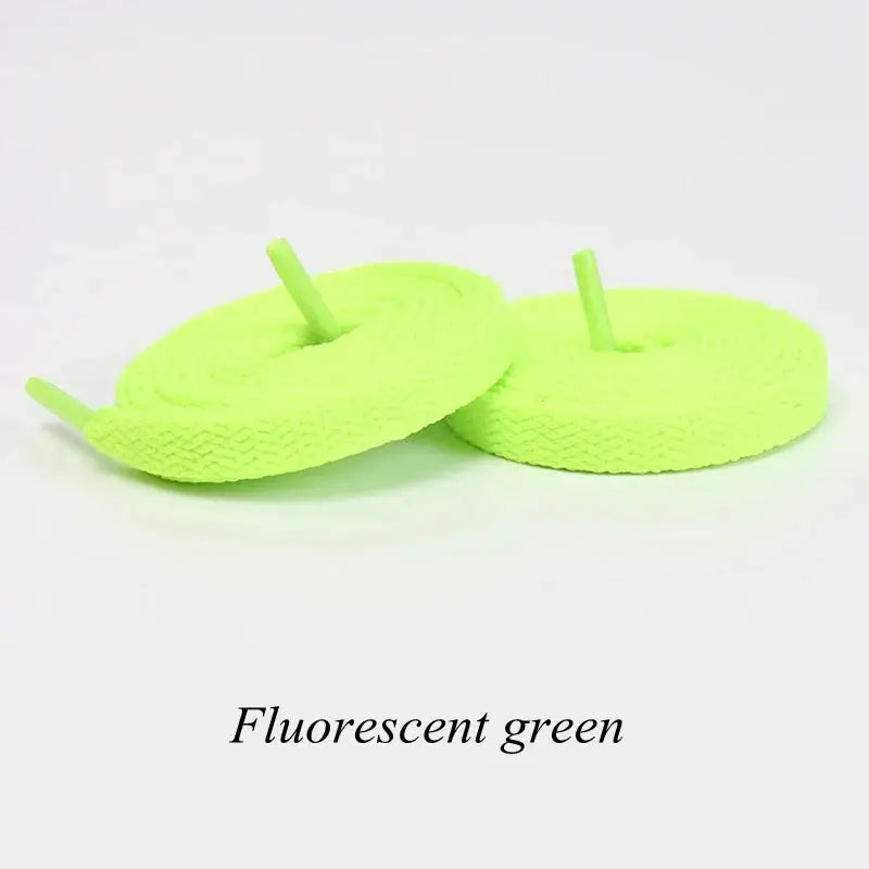 Flat shoelaces, fluorescent neon green, textured woven, 1 pair