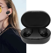 A6S wireless Bluetooth earphones with charging case, black in-ear earbuds, touch control