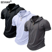 Men's Slim Fit Hooded Short Sleeve Tee Breathable Lightweight Sports Top For Fitness And Summer Wear