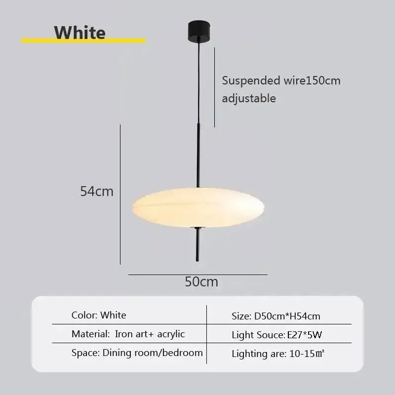 Nordic LED pendant light Flying Saucer design, white finish, iron art + acrylic, Simples Market