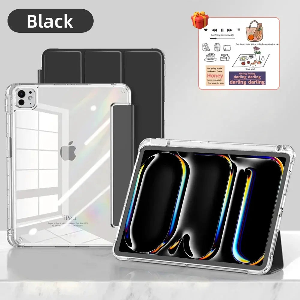 CrystalView Pro iPad Case Transparent Shockproof Back Cover for All iPad Pro Air Mini 2025 Models