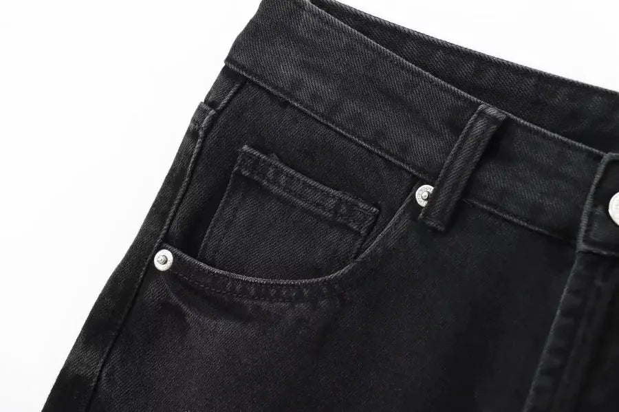 ETJ Wide Leg High Waist Jeans Women Five Pocket Washed And Comfortable