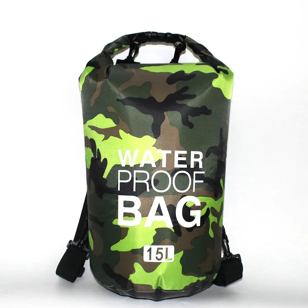 Dry bag waterproof 15L camouflage by Simples Market with top carry handle and strap