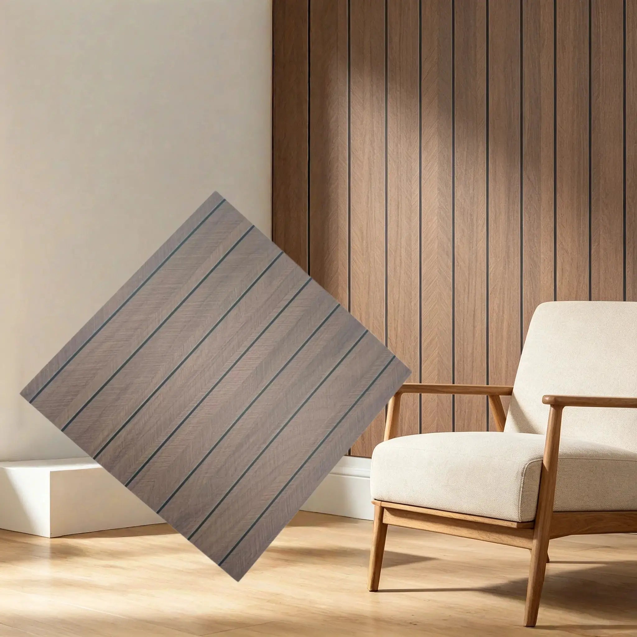 Simples Market 10pcs 3D wood-grain wall panel stickers, self-adhesive brown panels for easy DIY ceiling decor